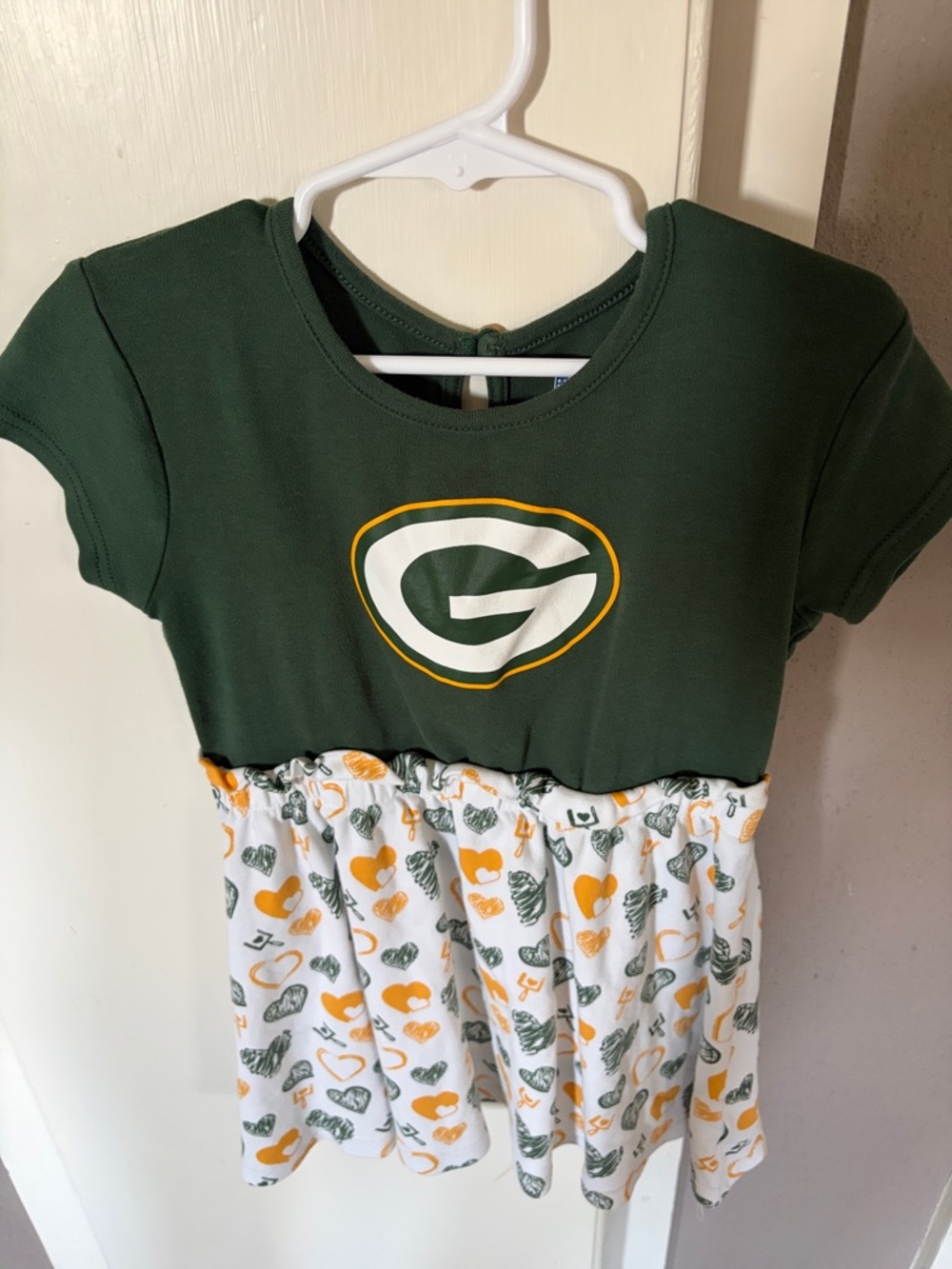 Green Bay Packers Girls' Dress with Logo and Heart Print size 5/6